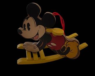 Vintage Mickey Mouse Wooden Christmas Sleigh Ornament