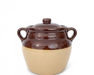 Vintage TwoTone Stoneware Bean Pot