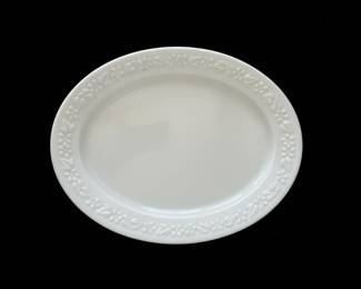 Anchor Hocking Vitrock Oval Platter with Embossed Floral Rim