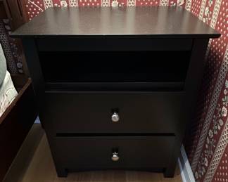 Contemporary TwoDrawer Nightstand with Open Shelf