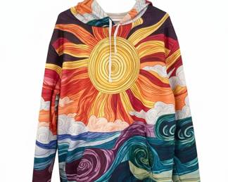 Sun and Waves Art Print Hoodie