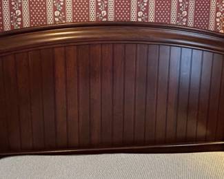 American Signature Slatted Cherry Queen Bed w or Casper Mattress second image