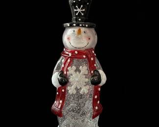 Lighted Swirl Snowman Water Lantern with Snowflake