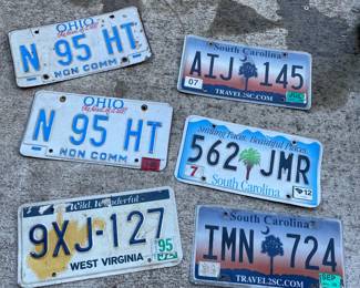 Collection of Vintage License Plates Ohio, South Carolina, West Virginia