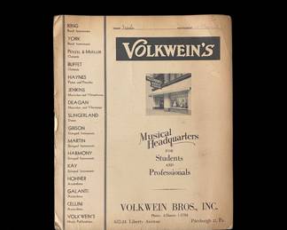 Vintage Volkweins Clarinet Instruction Folder with Fingering Chart and Sheet Music