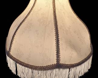 Vintage VictorianStyle Table Lamp with Cream Floral Brocade Fringe Lampshade second image