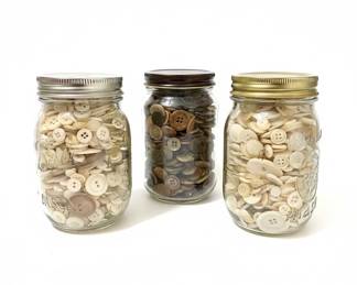 Vintage Assorted Button Collection in Ball Mason Jars