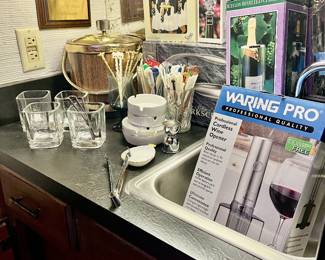 vintage stirrers, jack daniels glasses, vintage ice bucket, ash trays