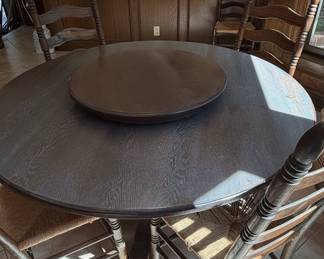 Oak Dining Table and Four Ladder Back Chairs