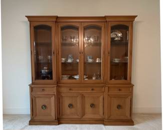 Traditional FourDoor Lighted Breakfront China Cabinet