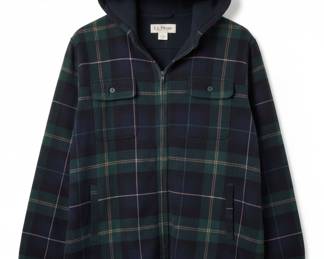 L.L.Bean FleeceLined Plaid Hooded Shirt Jacket