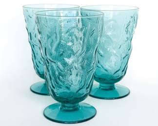 Vintage Seneca Driftwood Peacock Blue Footed Tumblers