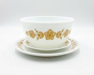 Vintage Pyrex Butterfly Gold Mixing Bowl and Plates