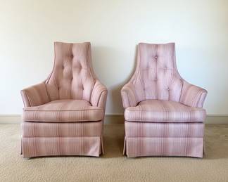 Pair of Vintage ButtonTufted HighBack Lounge Chairs