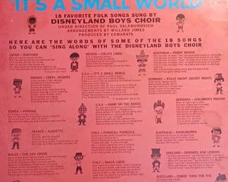 Walt Disneys Its a Small World Favorite Folk Songs Vinyl Record second image