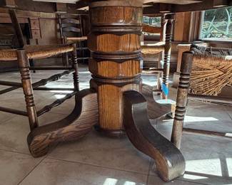 Oak Dining Table and Four Ladder Back Chairs third image