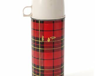 Vintage KingSeeley Thermos Brand Red Plaid Vacuum Bottle