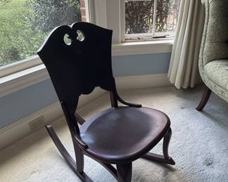 Antique Victorian Walnut CutOut Back Rocking Chair fourth image