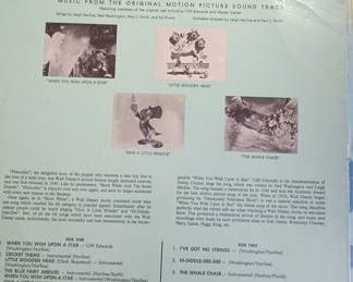 Walt Disneys Pinocchio All the Songs from Walt Disneys Pinocchio Vinyl LP second image