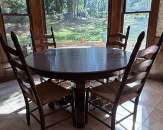 Oak Dining Table and Four Ladder Back Chairs second image