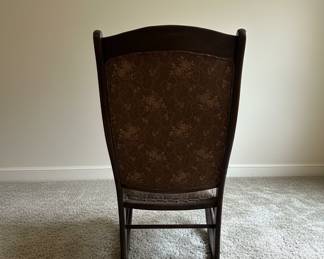 Victorian Walnut Upholstered Folding Rocking Chair fourth image