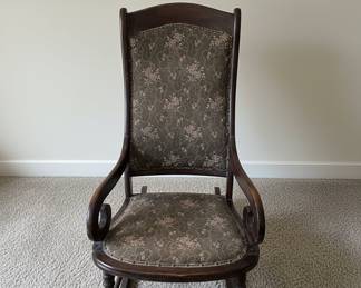 Victorian Walnut Upholstered Folding Rocking Chair second image
