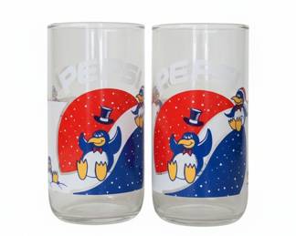 Vintage s Pepsi Holiday Penguin Drinking Glasses