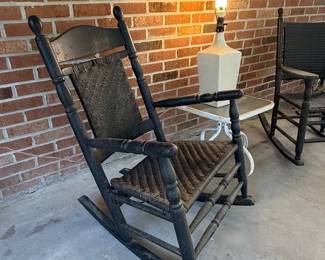 Vintage Black Painted Spindle Back Rocking Chair second image