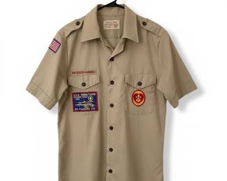Vintage Boy Scouts of America Long Sleeve Uniform Shirt with USS Yorktown Patch