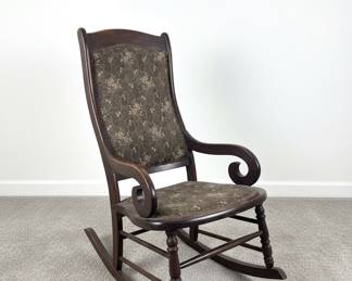 Victorian Walnut Upholstered Folding Rocking Chair