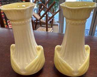 Vintage Belleek Tulip Vase in Moore Pattern Made in Ireland - Pair 