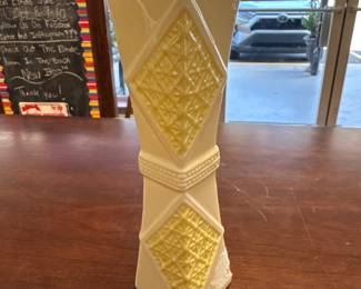 VINTAGE Belleek Cream Porcelain Parin Ware Cinched Square Vase