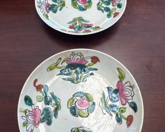 Antique Chinese Porcelain Plate Famille Rose Peach Fruit Lotus Flowers