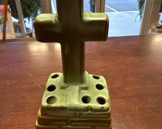 Vintage Frankoma Cross Flower Frog 6”