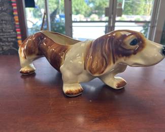 Vintage Stanford Pottery Basset Hound Dog Large Ceramic Planter 218 C USA