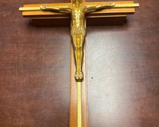 Vintage Wood Sick Call Crucifix with Candle & Holy Water Storage