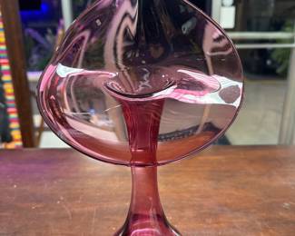 Vintage Blown Glass Purple Pilgrim Jack in the Pulpit Vase