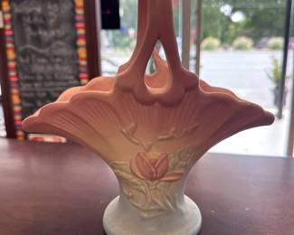 Large Floral Hull Basket w/ Handle - 11" Tall