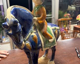 Chinese Sancai Tang Style Horse with Rider