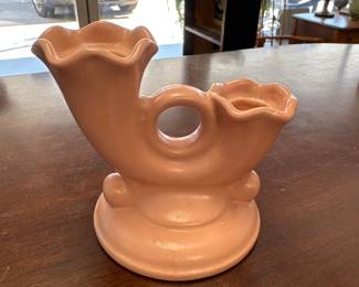 Vintage Abingdon USA Pottery Double Candlestick | Vintage Pink Ironstone Two Arm Candle Holder