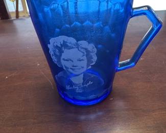 Vintage Shirley Temple Cobalt Blue Depression Glass Creamer Pitcher Hazel Atlas