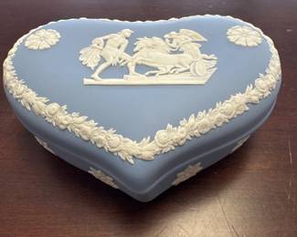 Wedgwood Blue Jasperware Heart-shaped Trinket Box Vintage