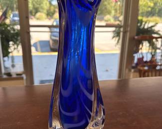 Bicolor Blue and Clear vase