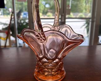 Vintage Pink Depression Glass Basket by Westmoreland Glass Company
