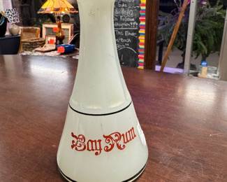 Antique Barber Bottle Opaline Bay Rum 7" Glass Bottle