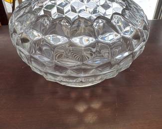 Vintage Fostoria American Cubist Clear Glass Large Cupped In Centerpiece Rose Bowl Vase
