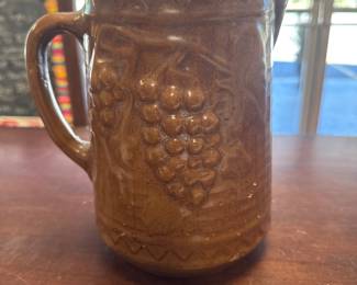Antique North Star Stoneware Brown Glaze Classic Relief Grape Vine & Trellis Pattern