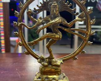 6.5" Brass Shiva Hindu Nataraja Dancing God Figurine Lord Dance Circle of Fire
