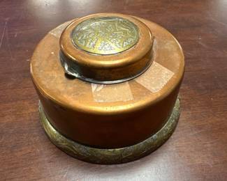 Vintage K & O Co. Kronheim and Oldenbusch Round Copper Inkwell - with insert 