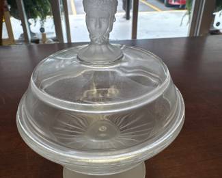 Duncan Miller Three Face Pattern Covered Compote